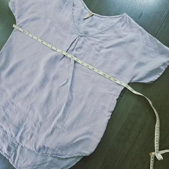XCVI  Womens S Pastel Purple Lilac Linen Tunic Blouse Lagenlook Minimalistic - Picture 6 of 6